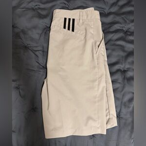 Adidas Men's light Grey/Beige Shorts with Black Stripes